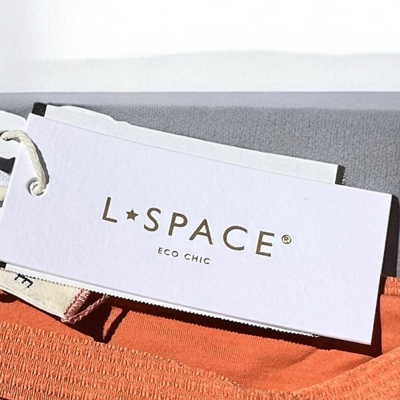 🌻NEW w/tags L*Space Eco Ribbed Tangerine Orange Nikita Bikini Top Size XL - Picture 8 of 11